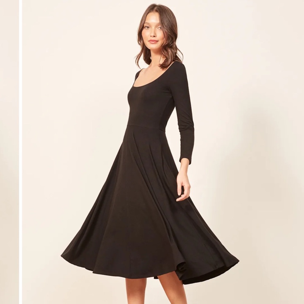 Reformation Classic Black Midi Dress - Picture 2 of 4